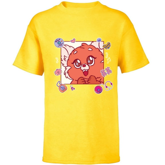 Disney and Pixar’s Turning Red Fluffy Cute ‘90s Panda Mei - Short Sleeve T-Shirt for Kids - Customized-Yellow