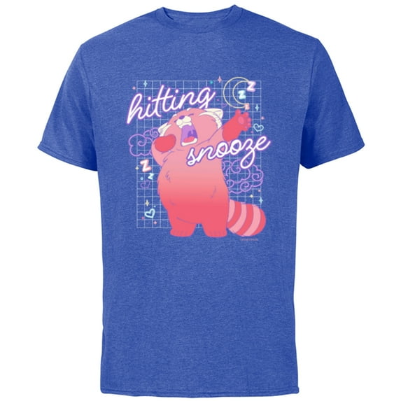 Disney and Pixar’s Turning Red Hitting Snooze - Short Sleeve Cotton T-Shirt for Adults - Customized-Royal Heather
