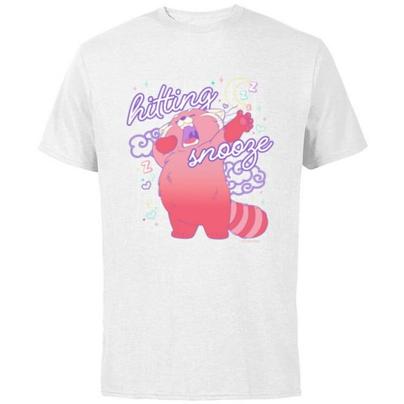 Disney and Pixar’s Turning Red Hitting Snooze - Short Sleeve Cotton T-Shirt for Adults - Customized-White