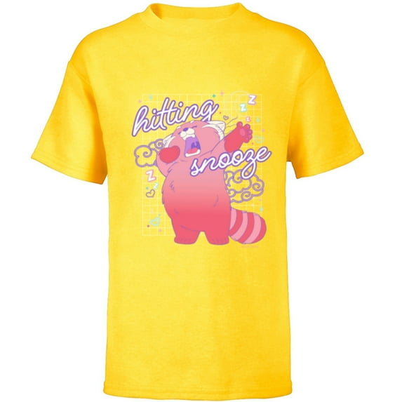 Disney and Pixar’s Turning Red Hitting Snooze - Short Sleeve T-Shirt for Kids - Customized-Yellow