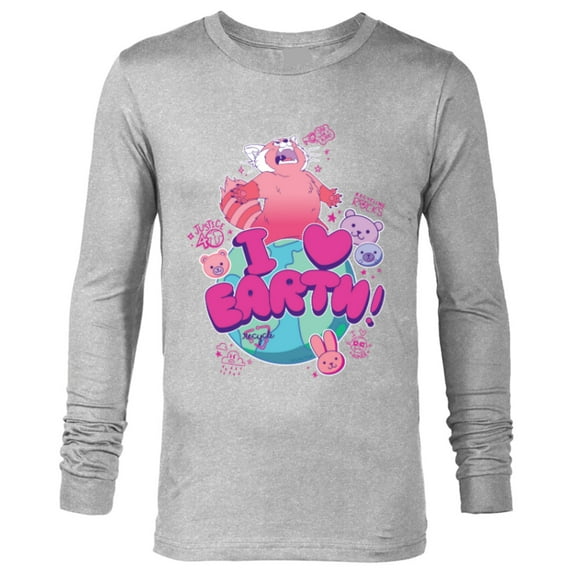 Disney and Pixar’s Turning Red I Heart Earth Day Panda Mei - Long Sleeve T-Shirt for Men - Customized-Athletic Heather