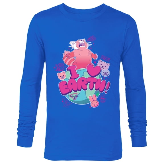 Disney and Pixar’s Turning Red I Heart Earth Day Panda Mei - Long Sleeve T-Shirt for Men - Customized-Navy
