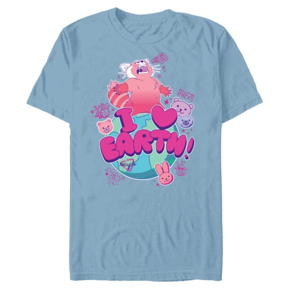 Disney and Pixar’s Turning Red I Heart Earth Day Panda Mei - Short Sleeve Blended T-Shirt for Adults - Customized-Ocean Blue