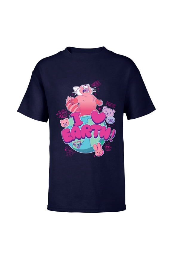 Disney and Pixar’s Turning Red I Heart Earth Day Panda Mei - Short Sleeve T-Shirt for Kids - Customized-Navy