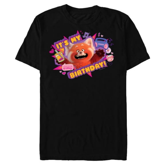 Disney and Pixar’s Turning Red It’s My Birthday Panda Mei - Short Sleeve Blended T-Shirt for Adults - Customized-Black