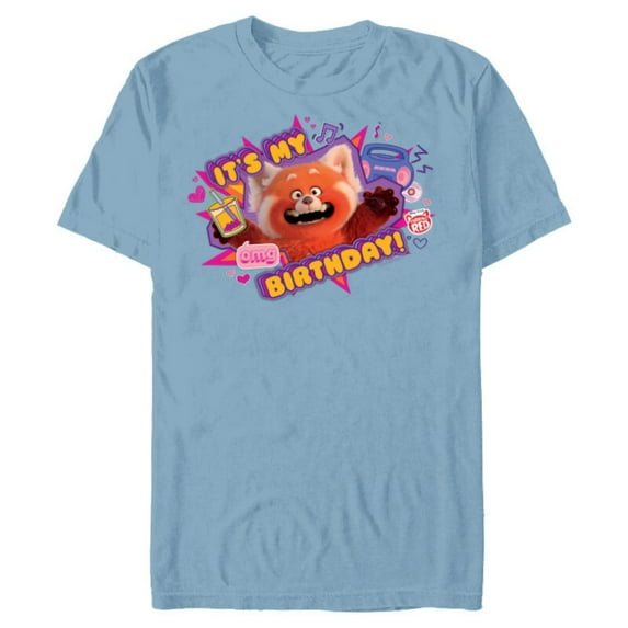 Disney and Pixar’s Turning Red It’s My Birthday Panda Mei - Short Sleeve Blended T-Shirt for Adults - Customized-Ocean Blue