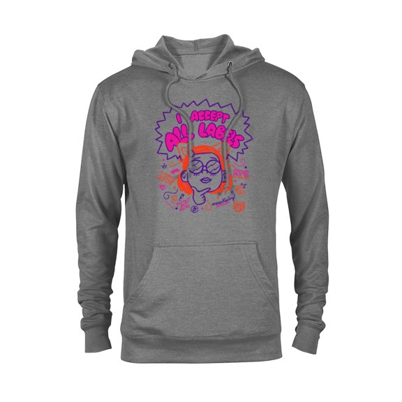 Disney and Pixar's Turning Red Mei All Labels Doodle - Pullover Hoodie for Adults - Customized-Graphite Heather