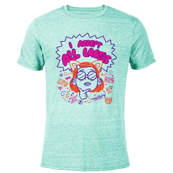 Disney and Pixar's Turning Red Mei All Labels Doodle - Short Sleeve Blended T-Shirt for Adults - Customized-Ocean Blue