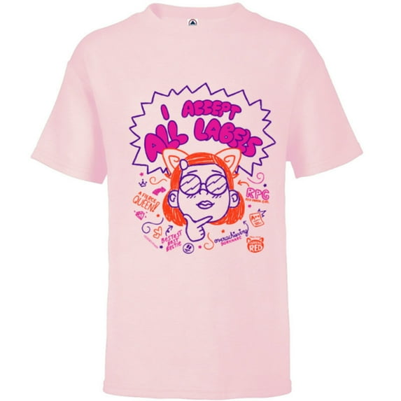 Disney and Pixar's Turning Red Mei All Labels Doodle - Short Sleeve T-Shirt for Kids - Customized-Soft Pink