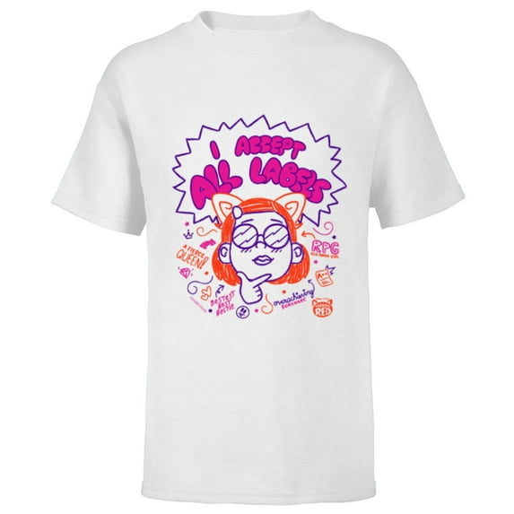 Disney and Pixar's Turning Red Mei All Labels Doodle - Short Sleeve T-Shirt for Kids - Customized-White