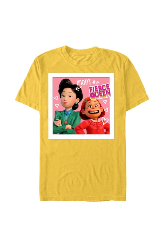 Disney and Pixar’s Turning Red Mei Ming Mom the Fierce Queen - Short Sleeve Blended T-Shirt for Adults - Customized-Yellow