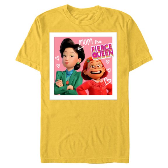 Disney and Pixar’s Turning Red Mei Ming Mom the Fierce Queen - Short Sleeve Blended T-Shirt for Adults - Customized-Yellow