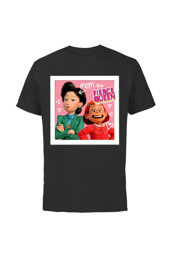 Disney and Pixar’s Turning Red Mei Ming Mom the Fierce Queen - Short Sleeve Cotton T-Shirt for Adults - Customized-Black