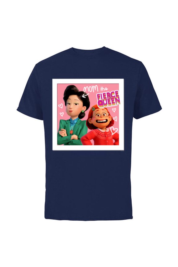 Disney and Pixar’s Turning Red Mei Ming Mom the Fierce Queen - Short Sleeve Cotton T-Shirt for Adults - Customized-Navy