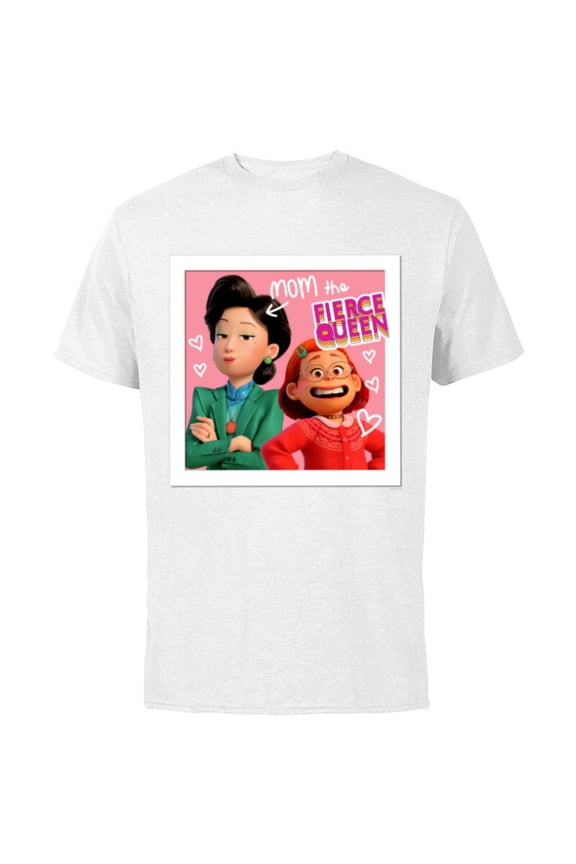 Disney and Pixar’s Turning Red Mei Ming Mom the Fierce Queen - Short Sleeve Cotton T-Shirt for Adults - Customized-White