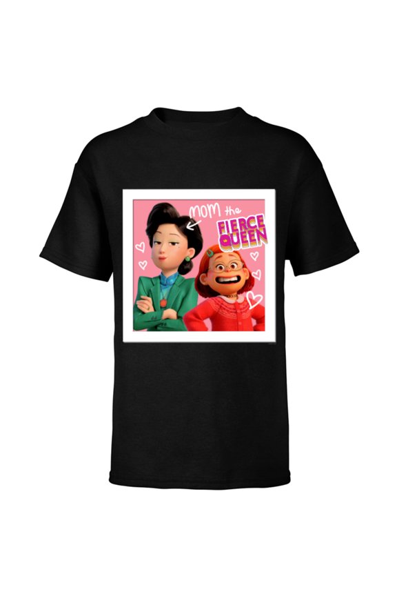 Disney and Pixar’s Turning Red Mei Ming Mom the Fierce Queen - Short Sleeve T-Shirt for Kids - Customized-Black