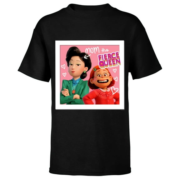 Disney and Pixar’s Turning Red Mei Ming Mom the Fierce Queen - Short Sleeve T-Shirt for Kids - Customized-Black