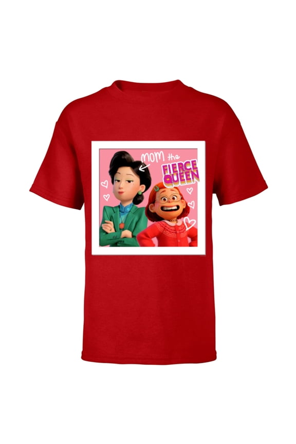 Disney and Pixar’s Turning Red Mei Ming Mom the Fierce Queen - Short Sleeve T-Shirt for Kids - Customized-Red