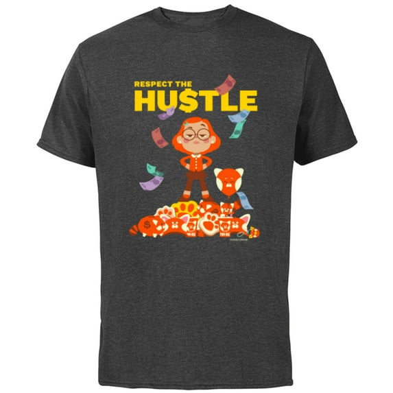 Disney and Pixar’s Turning Red Mei Respect the Hustle - Short Sleeve Cotton T-Shirt for Adults - Customized-Charcoal Heather