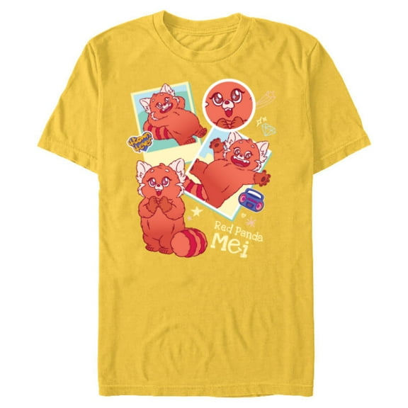 Disney and Pixar’s Turning Red Panda Mei Cute 4*Town 4Ever - Short Sleeve Blended T-Shirt for Adults - Customized-Yellow