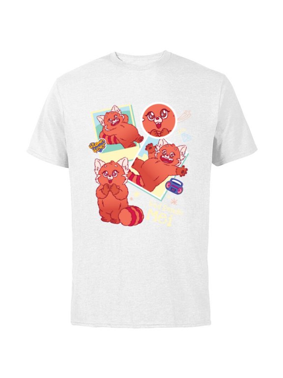 Disney and Pixar’s Turning Red Panda Mei Cute 4*Town 4Ever - Short Sleeve Cotton T-Shirt for Adults - Customized-White