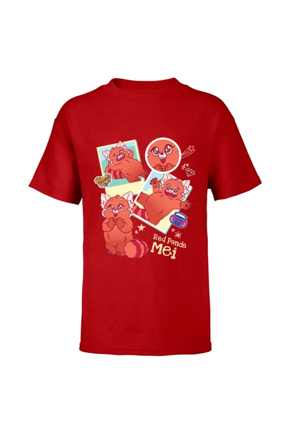 Disney and Pixar’s Turning Red Panda Mei Cute 4*Town 4Ever - Short Sleeve T-Shirt for Kids - Customized-Red