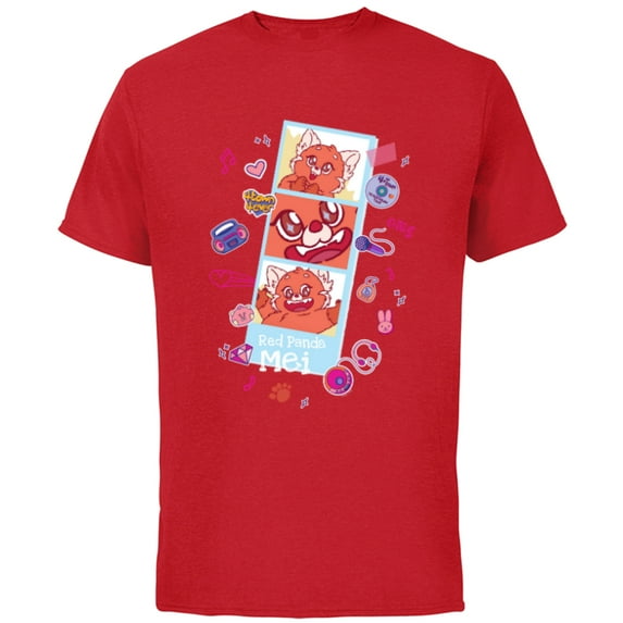 Disney and Pixar’s Turning Red Panda Mei Cute Photo Strip - Short Sleeve Cotton T-Shirt for Adults - Customized-Red