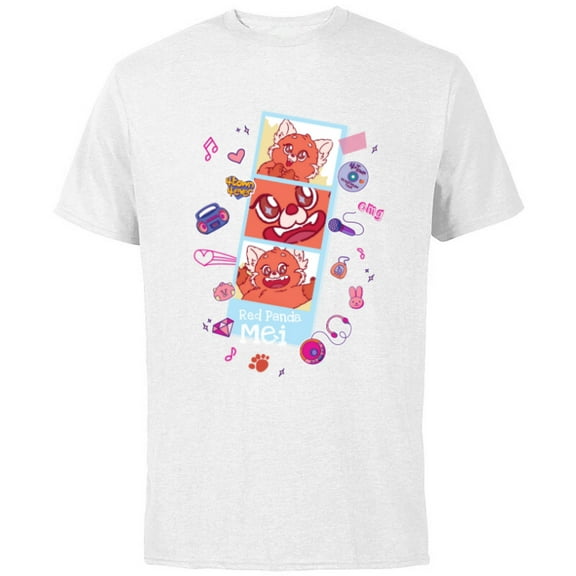 Disney and Pixar’s Turning Red Panda Mei Cute Photo Strip - Short Sleeve Cotton T-Shirt for Adults - Customized-White