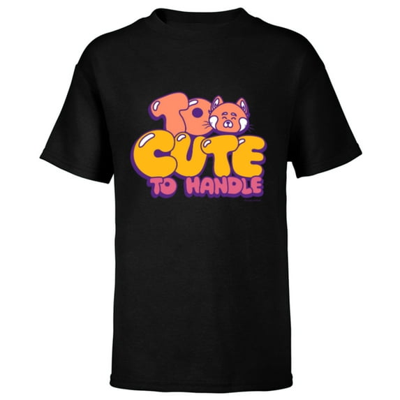 Disney and Pixar’s Turning Red Panda Mei Too Cute To Handle - Short Sleeve T-Shirt for Kids - Customized-Black