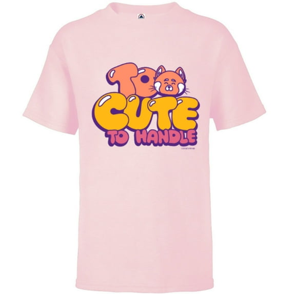 Disney and Pixar’s Turning Red Panda Mei Too Cute To Handle - Short Sleeve T-Shirt for Kids - Customized-Soft Pink