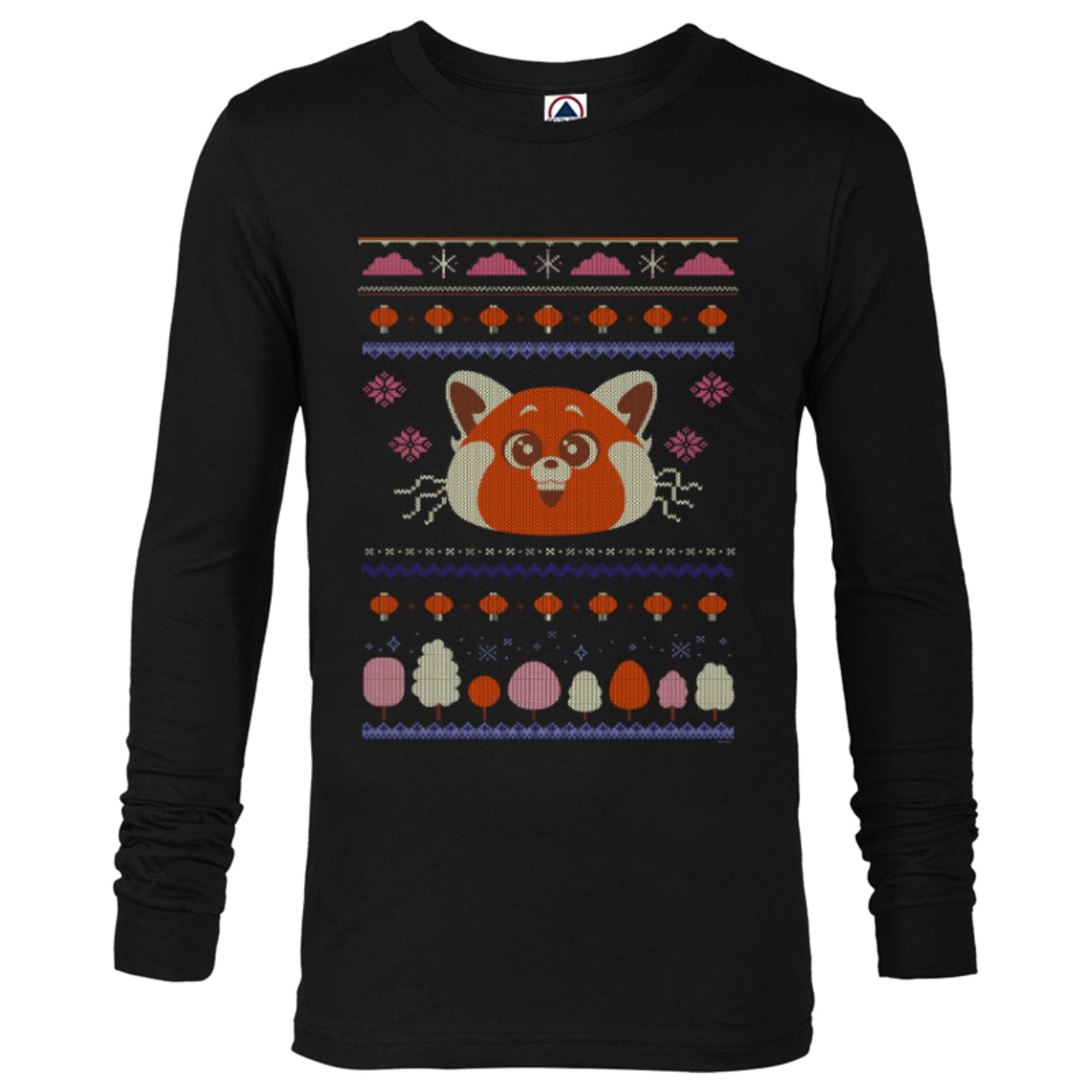 Disney and Pixar s Turning Red Panda Ugly Christmas Sweater Long Sleeve T Shirt for Men Customized Black
