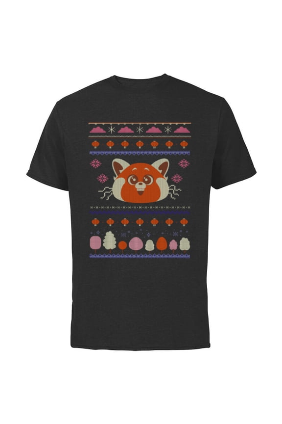 Disney and Pixar’s Turning Red Panda Ugly Christmas Sweater - Short Sleeve Cotton T-Shirt for Adults - Customized-Black