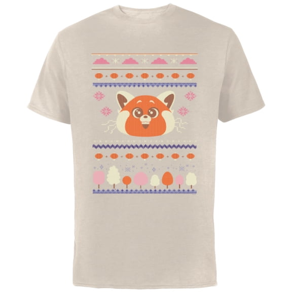 Disney and Pixar’s Turning Red Panda Ugly Christmas Sweater - Short Sleeve Cotton T-Shirt for Adults - Customized-Natural