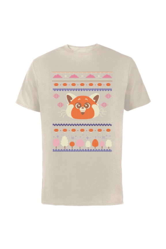 Disney and Pixar’s Turning Red Panda Ugly Christmas Sweater - Short Sleeve Cotton T-Shirt for Adults - Customized-Natural