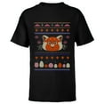 thumbnail image 1 of Disney and Pixar’s Turning Red Panda Ugly Christmas Sweater - Short Sleeve T-Shirt for Kids - Customized-Black, 1 of 5