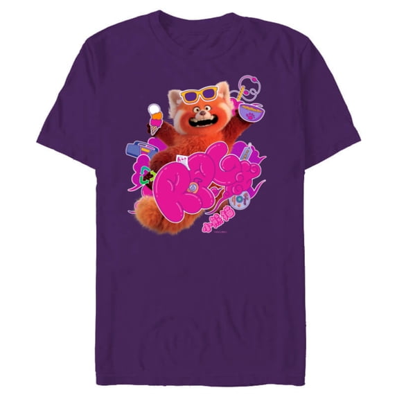 Disney and Pixar’s Turning Red RPG Cute Panda - Short Sleeve Blended T-Shirt for Adults - Customized-Purple