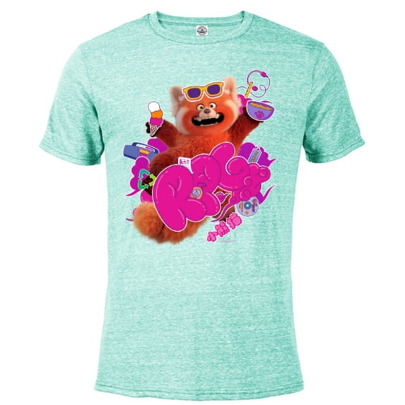 Disney and Pixar’s Turning Red RPG Cute Panda - Short Sleeve Blended T-Shirt for Adults - Customized-Celadon Snow Heather