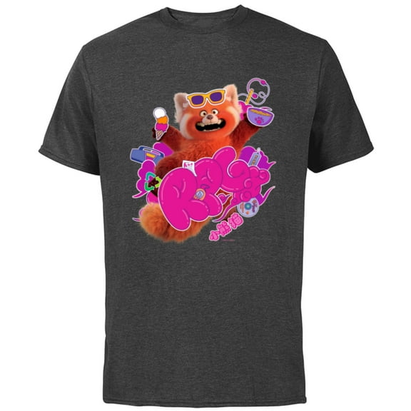Disney and Pixar’s Turning Red RPG Cute Panda - Short Sleeve Cotton T-Shirt for Adults - Customized-Charcoal