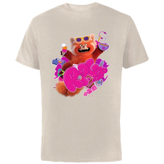 Disney and Pixar’s Turning Red RPG Cute Panda - Short Sleeve Cotton T-Shirt for Adults - Customized-Natural