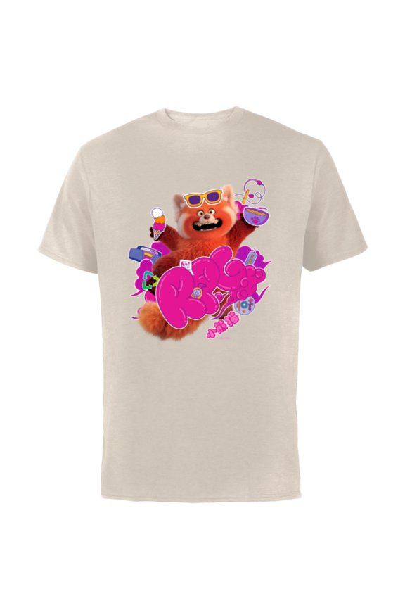 Disney and Pixar’s Turning Red RPG Cute Panda - Short Sleeve Cotton T-Shirt for Adults - Customized-Natural
