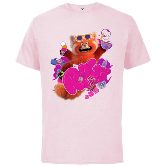 Disney and Pixar’s Turning Red RPG Cute Panda - Short Sleeve Cotton T-Shirt for Adults - Customized-Soft Pink