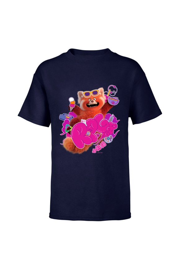 Disney and Pixar’s Turning Red RPG Cute Panda - Short Sleeve T-Shirt for Kids - Customized-Navy