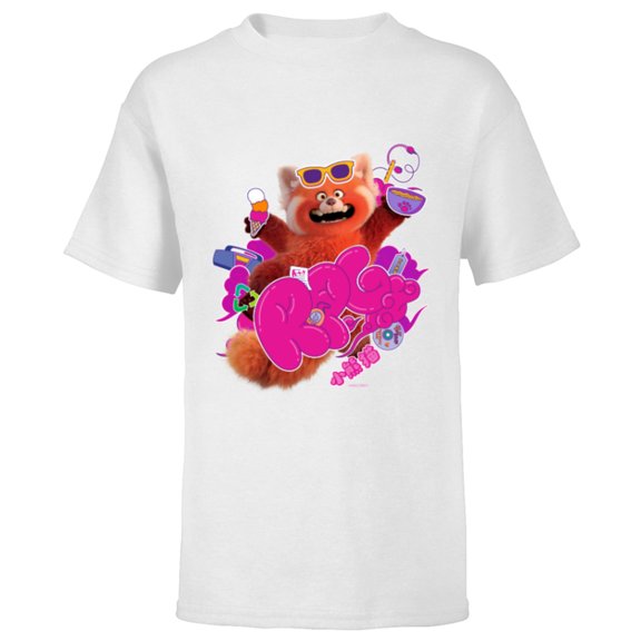 Disney and Pixar’s Turning Red RPG Cute Panda - Short Sleeve T-Shirt for Kids - Customized-White