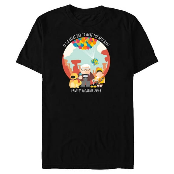 Disney and Pixar’s Up Best Day Trip My Family Vacation - Short Sleeve Blended T-Shirt for Adults - Customized-Black