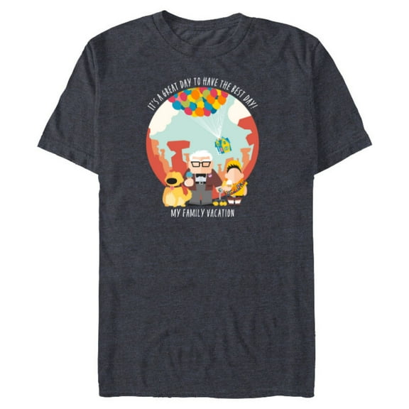 Disney and Pixar’s Up Best Day Trip My Family Vacation - Short Sleeve Blended T-Shirt for Adults - Customized-Navy Heather