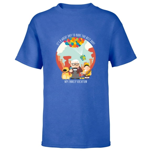 Disney and Pixar’s Up Best Day Trip My Family Vacation - Short Sleeve T-Shirt for Kids - Customized-Royal
