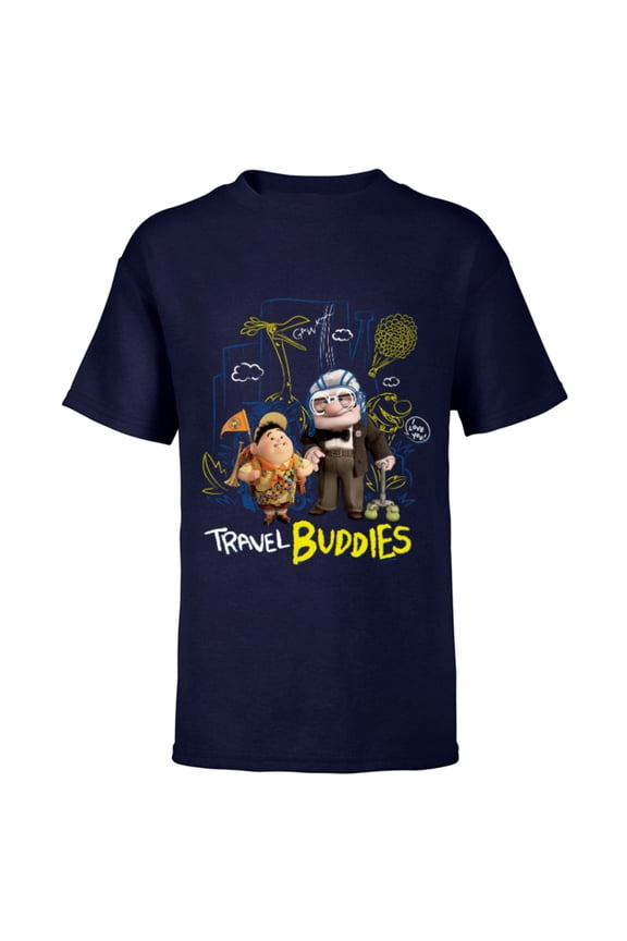 Disney and Pixar’s Up Carl Russell Kevin Dug Travel Buddies - Short Sleeve T-Shirt for Kids - Customized-Navy