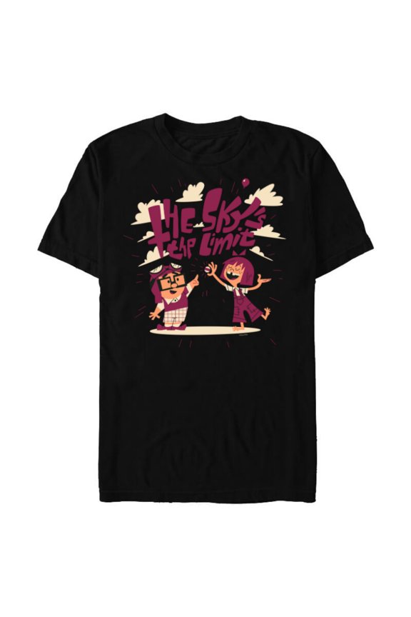 Disney and Pixar’s Up Carl and Ellie The Sky’s the Limit - Short Sleeve Blended T-Shirt for Adults - Customized-Black