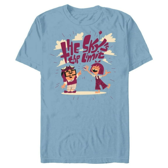 Disney and Pixar’s Up Carl and Ellie The Sky’s the Limit - Short Sleeve Blended T-Shirt for Adults - Customized-Ocean Blue