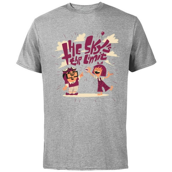 Disney and Pixar’s Up Carl and Ellie The Sky’s the Limit - Short Sleeve Cotton T-Shirt for Adults - Customized-Athletic Heather